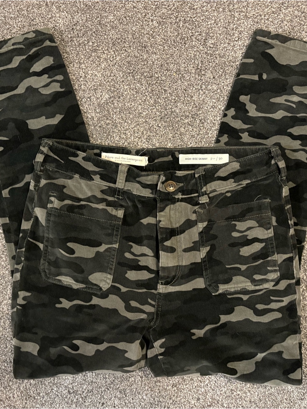Anthropologie Camo Skinny Pants - Black & Gray
